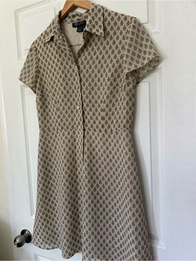 Vintage Floral Print Sage Green Dress